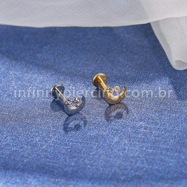 Piercing Labret Titânio Lua Zircônia