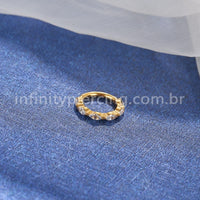 Piercing Argola Titânio Segmento Articulado Zircônia Cravejada