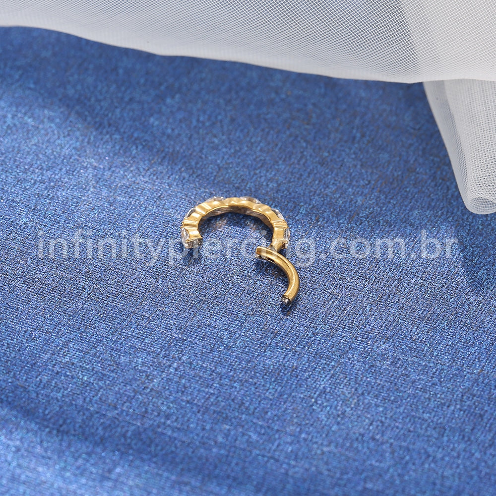Piercing Argola Titânio Segmento Articulado Zircônia Cravejada