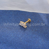 Piercing Labret Titânio Folhas Zircônia