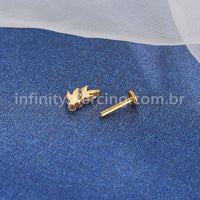 Piercing Labret Titânio Folhas Zircônia