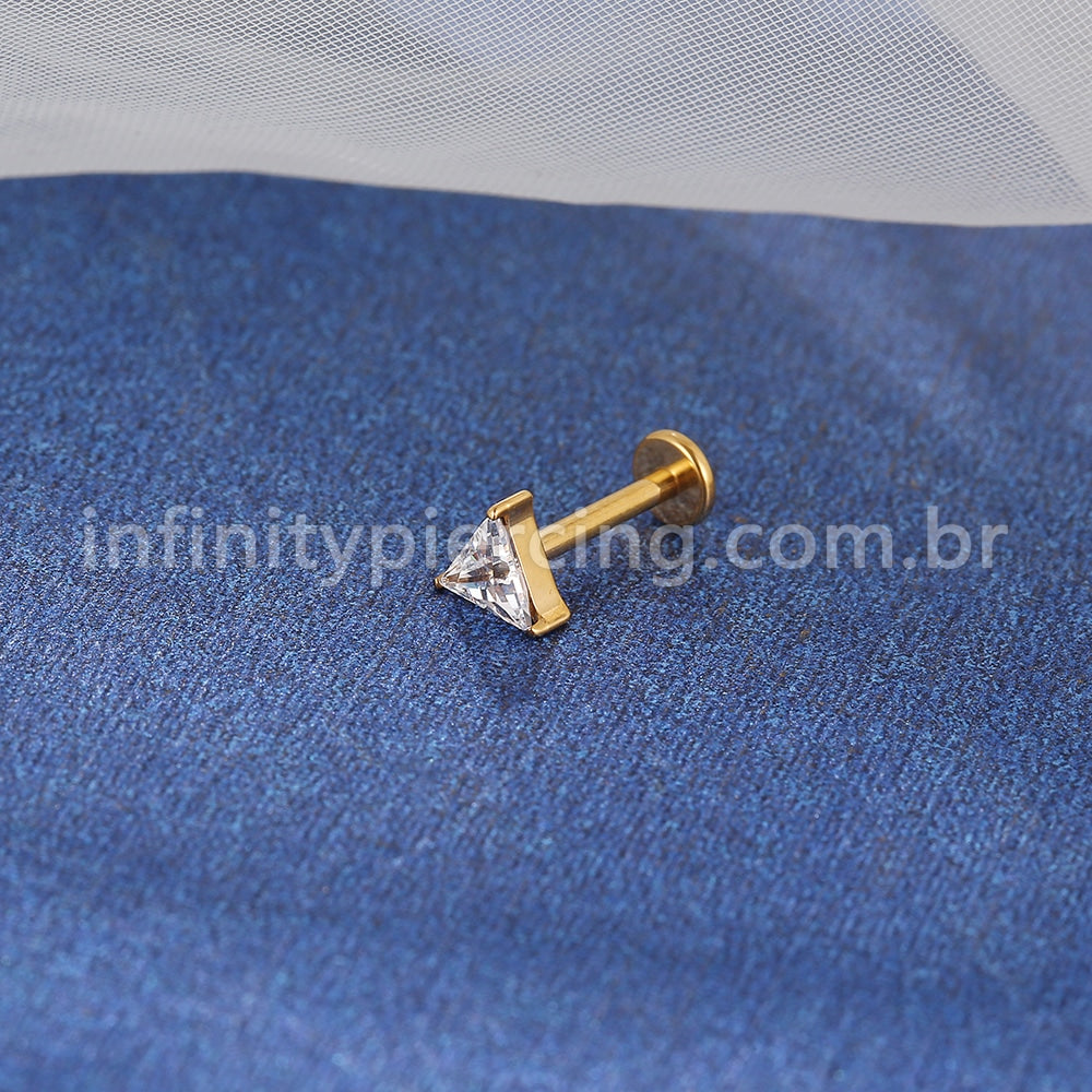 Piercing Labret Titânio Triangulo Zircônia