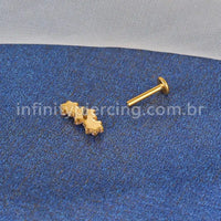 Piercing Labret Titânio Cluster 3 Flores Zircônia Cravejada