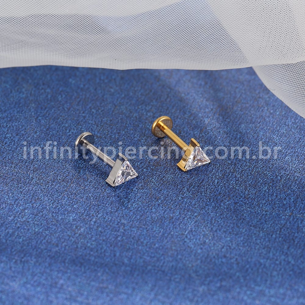 Piercing Labret Titânio Triangulo Zircônia