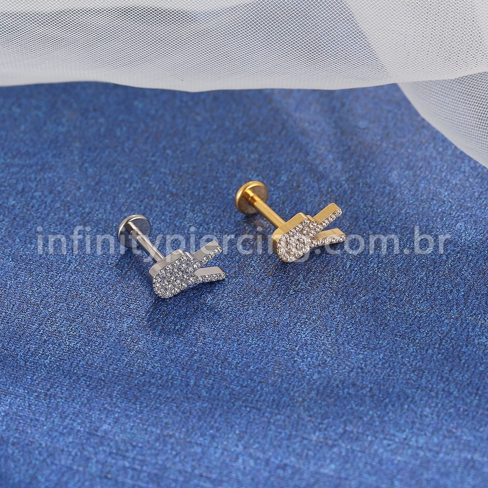 Piercing Labret Titânio Paz Zircônia