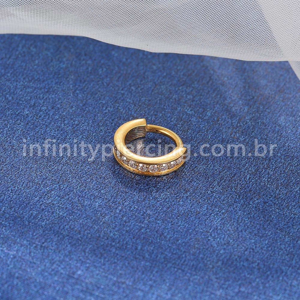Piercing Argola Titânio Uma Fileira Zircônia