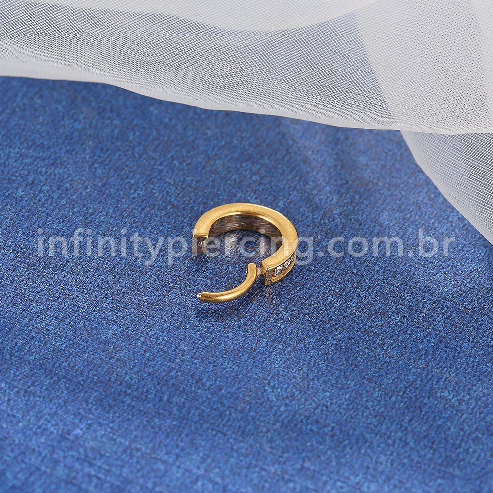 Piercing Argola Titânio Uma Fileira Zircônia