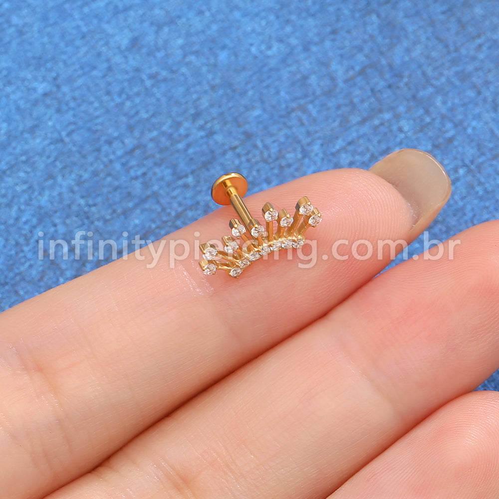 Piercing Labret Titânio Coroa  Zircônia Cravejada