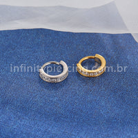 Piercing Argola Titânio Uma Fileira Zircônia