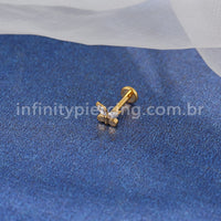 Piercing Labret Titânio Borboleta Zircônia