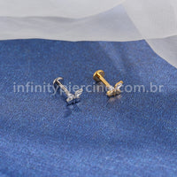 Piercing Labret Titânio Borboleta Zircônia