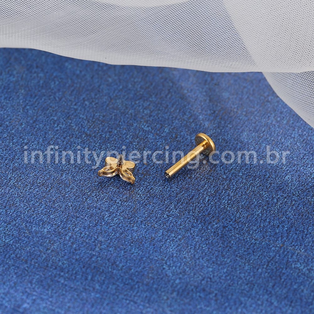 Piercing Labret Titânio Borboleta Zircônia
