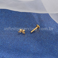 Piercing Labret Titânio Borboleta Zircônia