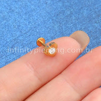 Piercing Labret Titânio Coração Lapidado Zircônia Cravejada