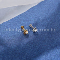 Piercing Labret Aço Cirúrgico Indiano Zircônia Cravada