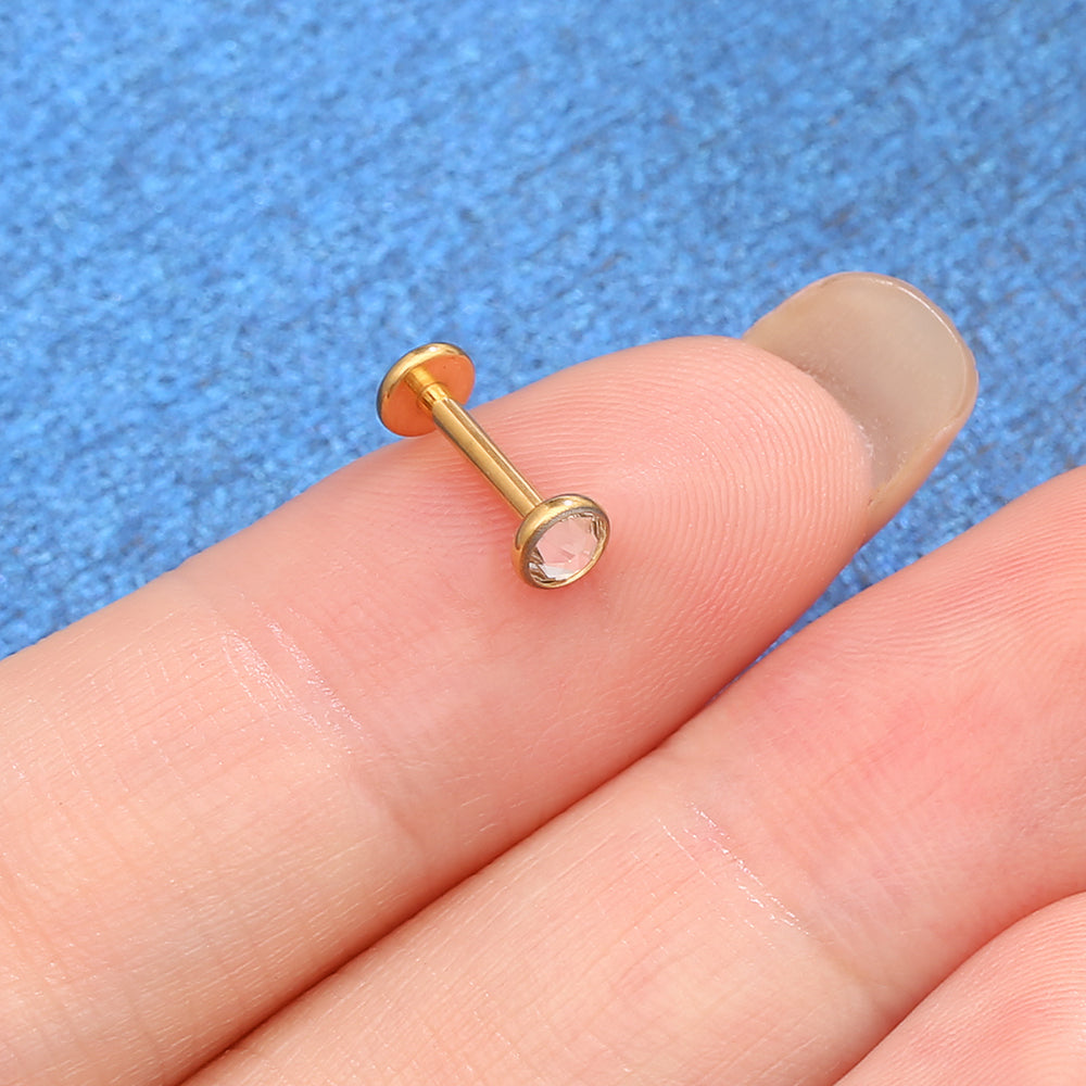 Piercing Labret Titanio Ponto De Luz Zircônia Com Ponta