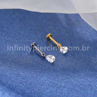 Piercing Labret Titânio Zircônia Pingente Gota