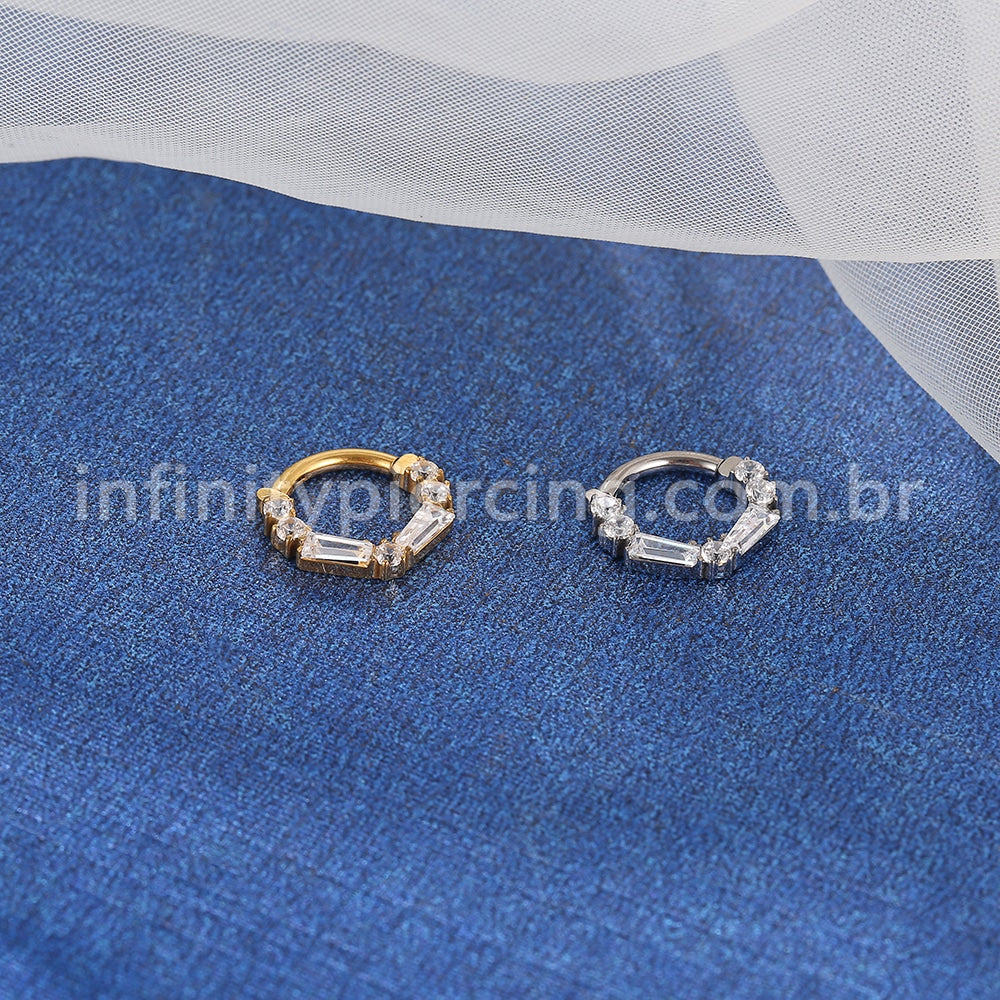 Piercing Argola Titânio Segmento Articulado Zircônia Cravejada