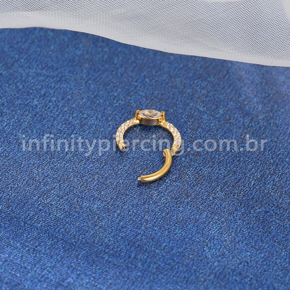 Piercing Argola Aço Cirúrgico Segmento Articulado Zircônia Cravejada