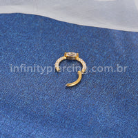Piercing Argola Aço Cirúrgico Segmento Articulado Zircônia Cravejada