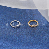 Piercing Argola Aço Cirúrgico Segmento Articulado Zircônia Cravejada