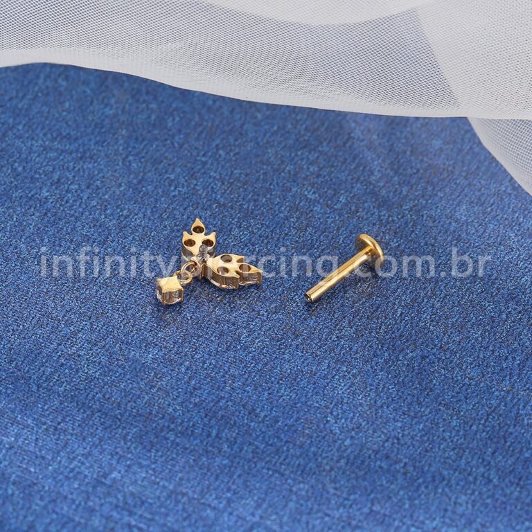 Piercing Labret Titânio Zircônias Com Pingente
