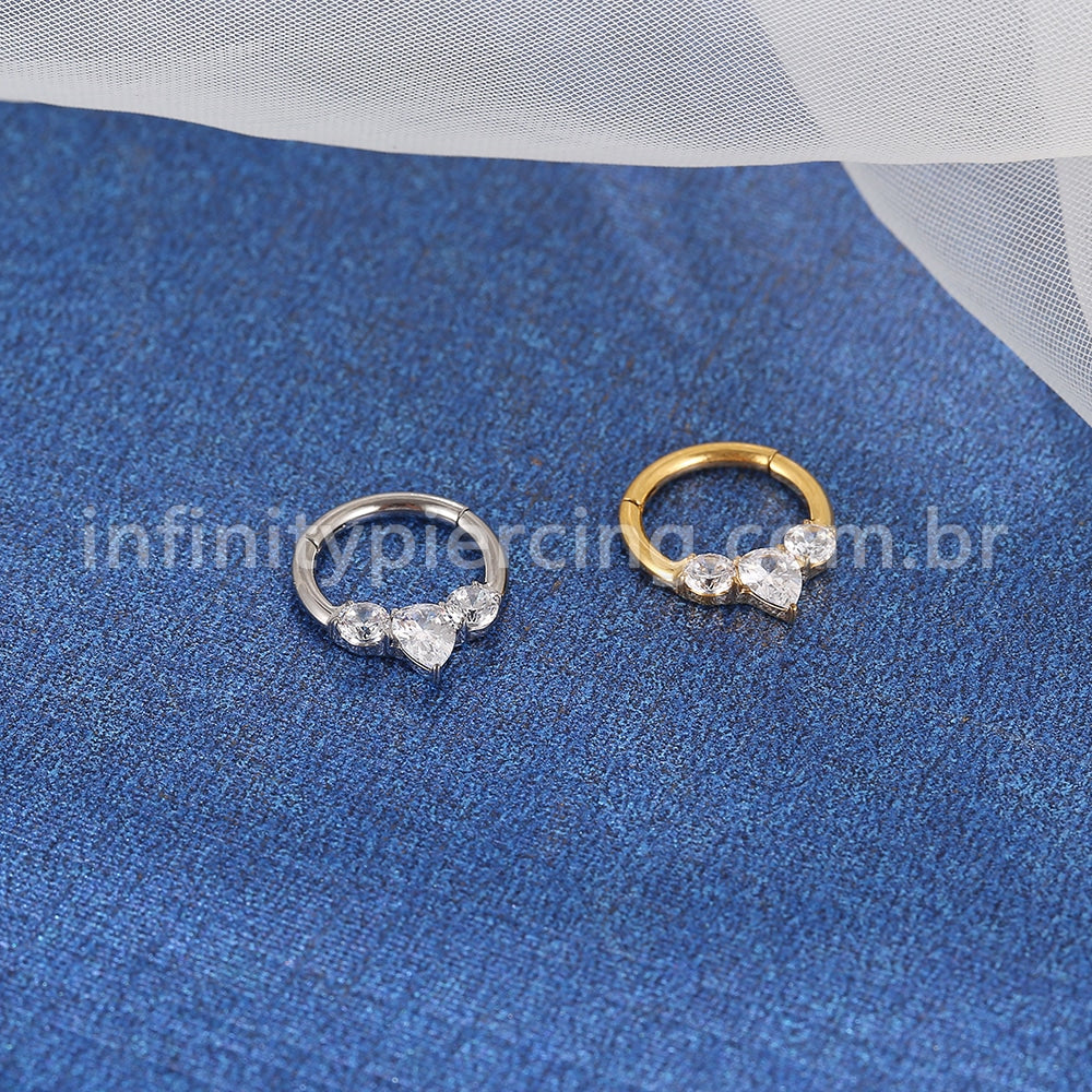 Piercing Argola Titânio Segmento Articulado Zircônia Cravejada
