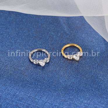 Piercing Argola Titânio Segmento Articulado Zircônia Cravejada