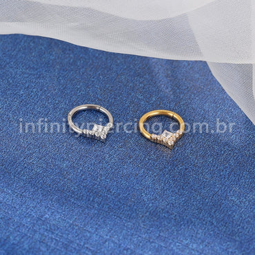Piercing Argola Titânio Segmento Articulado Zircônia Cravejada