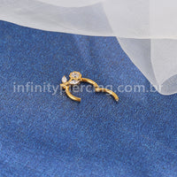 Piercing Argola Aço Cirúrgico Segmento Articulado Flor Zircônia Cravejada