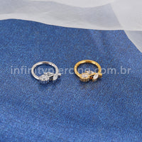 Piercing Argola Aço Cirúrgico Segmento Articulado Flor Zircônia Cravejada