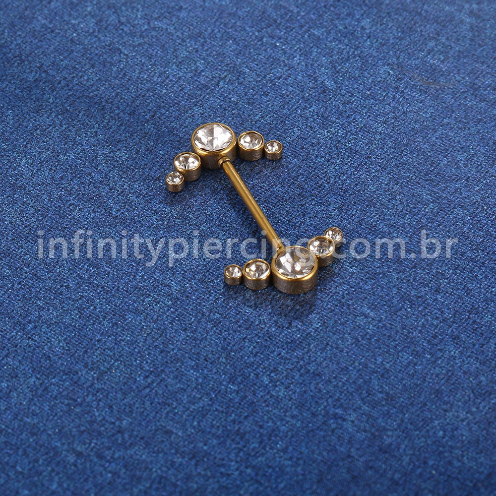 Piercing Mamilo Push Pin Aço Cirúrgico Indiano Zircônia