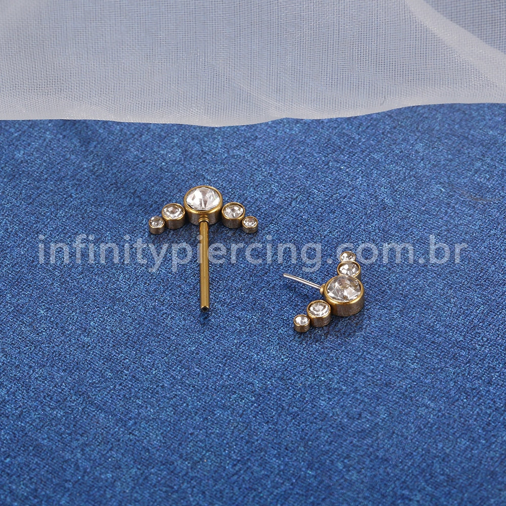 Piercing Mamilo Push Pin Aço Cirúrgico Indiano Zircônia