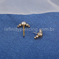 Piercing Mamilo Push Pin Aço Cirúrgico Indiano Zircônia