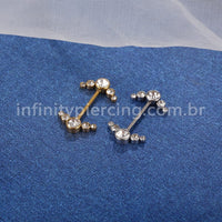 Piercing Mamilo Push Pin Aço Cirúrgico Indiano Zircônia
