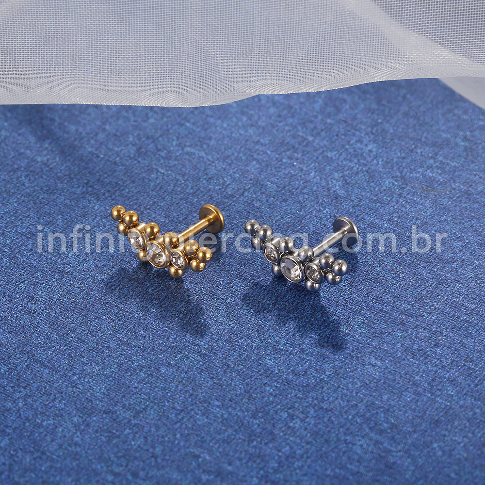Piercing Labret em Titânio G23 com Zircônia de Brilho Intenso – Design Elegante e Minimalista