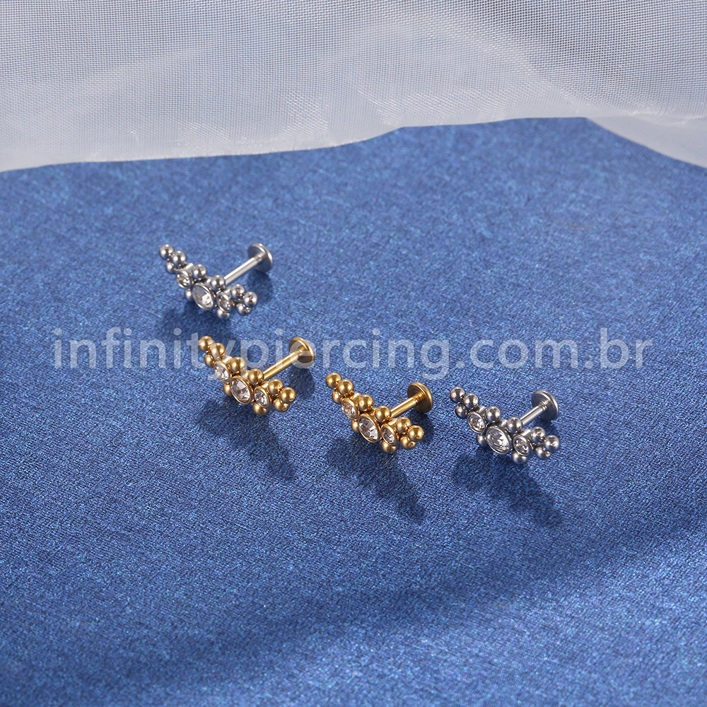 Piercing Labret em Titânio G23 com Zircônia de Brilho Intenso – Design Elegante e Minimalista