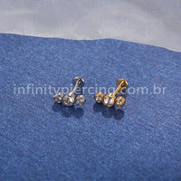 Piercing Labret Aço Cirúrgico Indiano Zircônia