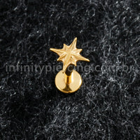 Piercing Labret Titânio Estrela Com 8 Pontas