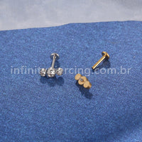 Piercing Labret Aço Cirúrgico Indiano Zircônia