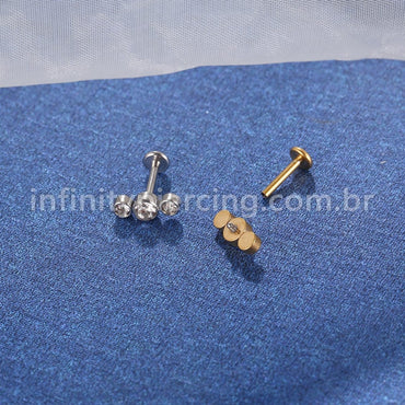 Piercing Labret Aço Cirúrgico Indiano Zircônia