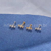 Piercing Labret Aço Cirúrgico Indiano Zircônia