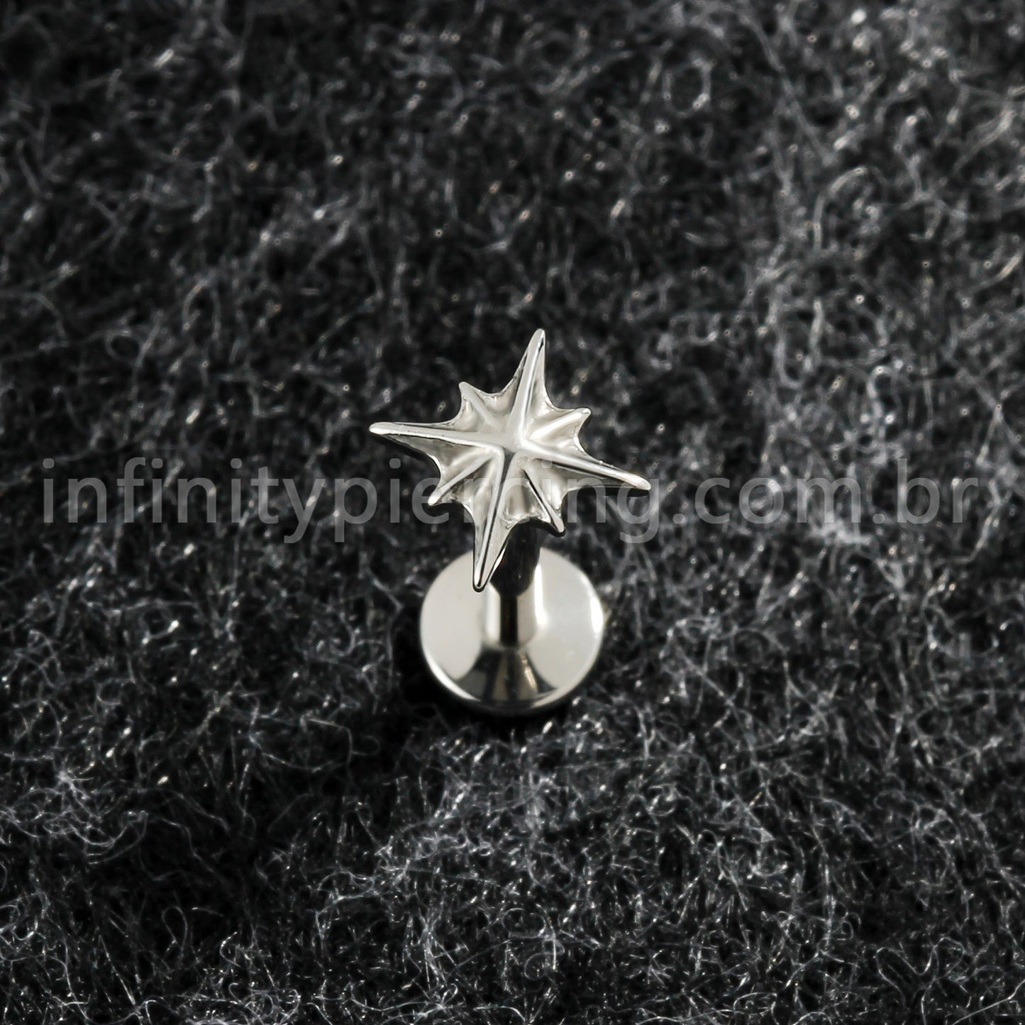 Piercing Labret Titânio Estrela Com 8 Pontas