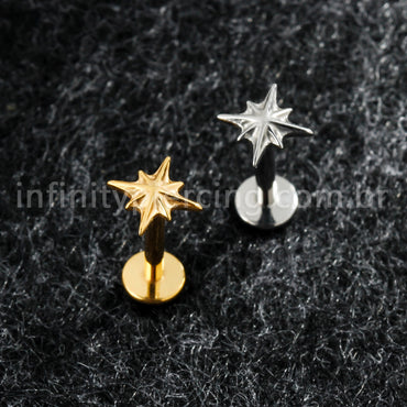 Piercing Labret Titânio Estrela Com 8 Pontas