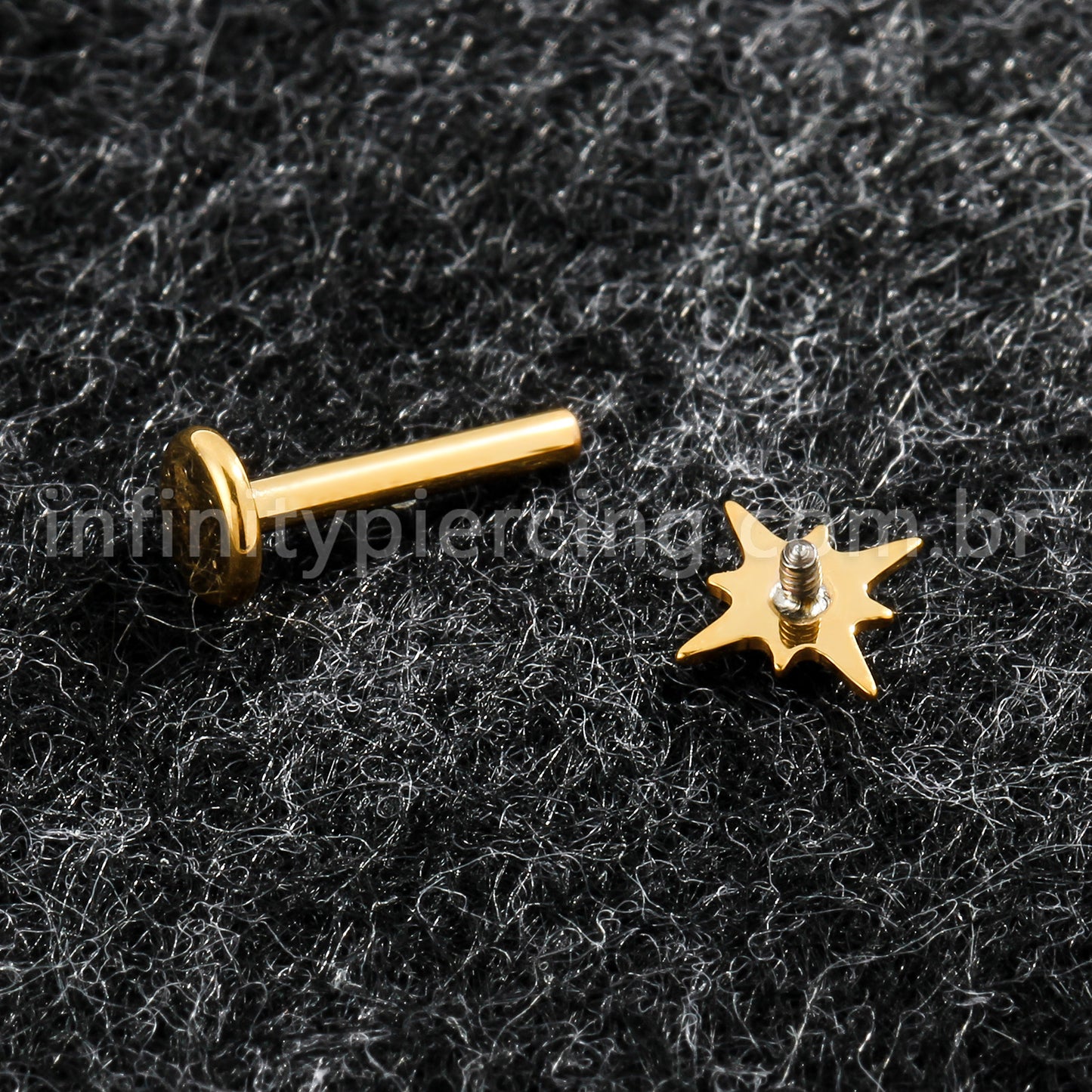 Piercing Labret Titânio Estrela Com 8 Pontas