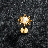 Piercing Labret Titânio Sol Com Pedra Cravejada