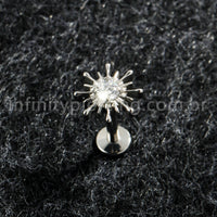 Piercing Labret Titânio Sol Com Pedra Cravejada