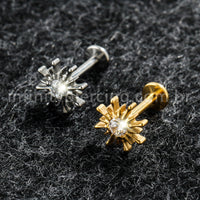 Piercing Labret Titânio Sol Com Pedra Cravejada