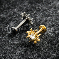 Piercing Labret Titânio Sol Com Pedra Cravejada