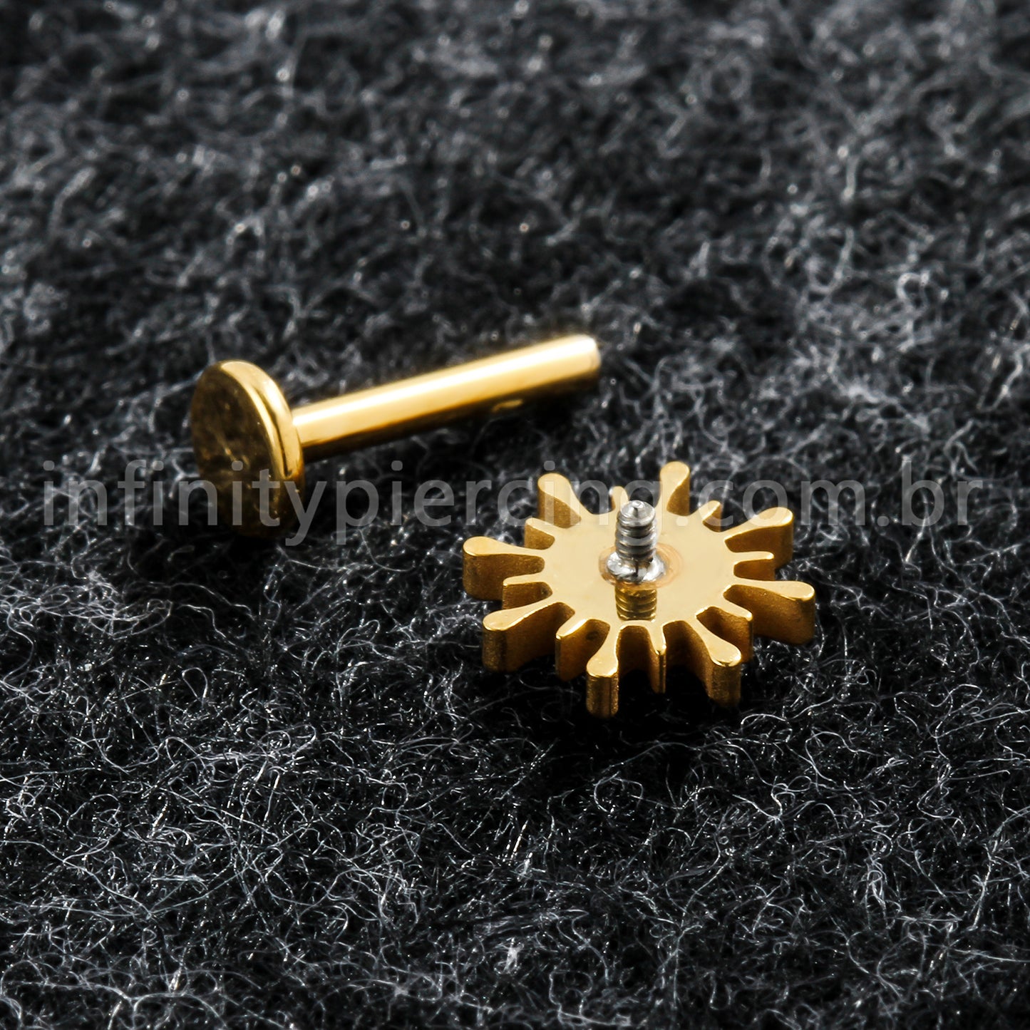 Piercing Labret Titânio Sol Com Pedra Cravejada